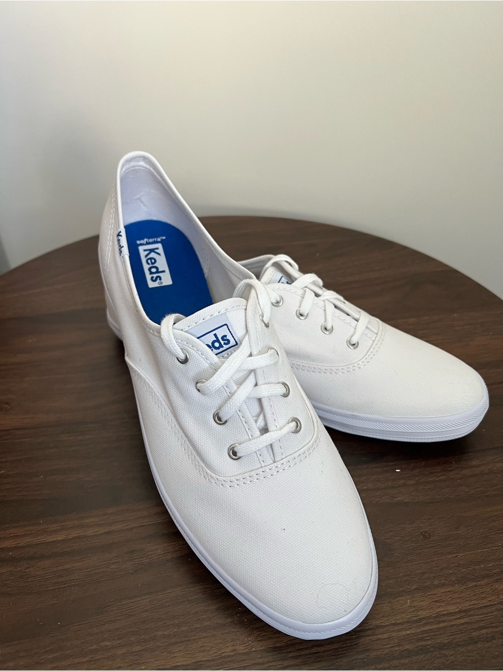 Keds White Canvas Lace-Up Sneakers
